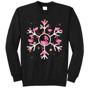 Christmas Flamingo Santa Hat Xmas Lights Flamingo Snowflakes  Sweatshirt