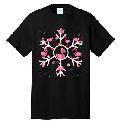 Christmas Flamingo Santa Hat Xmas Lights Flamingo Snowflakes  Tall T-Shirt