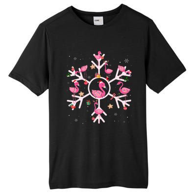 Christmas Flamingo Santa Hat Xmas Lights Flamingo Snowflakes  Tall Fusion ChromaSoft Performance T-Shirt