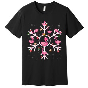 Christmas Flamingo Santa Hat Xmas Lights Flamingo Snowflakes  Premium T-Shirt