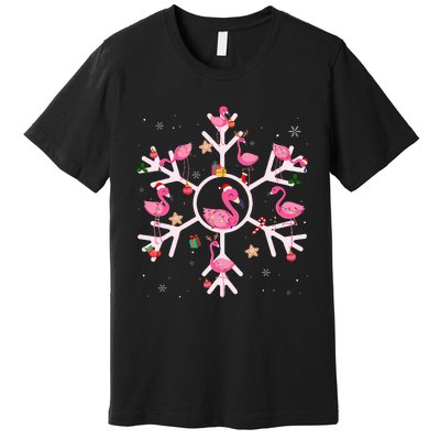 Christmas Flamingo Santa Hat Xmas Lights Flamingo Snowflakes  Premium T-Shirt