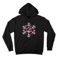 Christmas Flamingo Santa Hat Xmas Lights Flamingo Snowflakes  Tall Hoodie