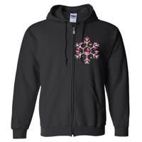 Christmas Flamingo Santa Hat Xmas Lights Flamingo Snowflakes  Full Zip Hoodie