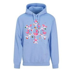 Christmas Flamingo Santa Hat Xmas Lights Flamingo Snowflakes  Unisex Surf Hoodie