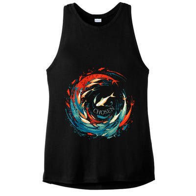 Chosen Fish Swim Against The Current Bible Verse Christian Ladies PosiCharge Tri-Blend Wicking Tank