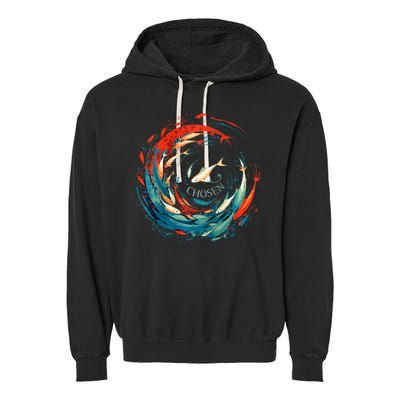 Chosen Fish Swim Against The Current Bible Verse Christian Garment-Dyed Fleece Hoodie