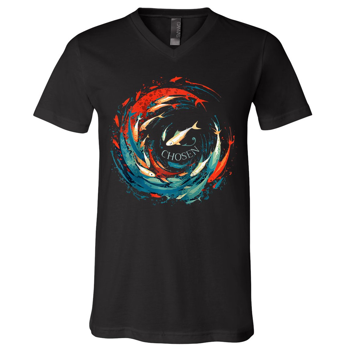 Chosen Fish Swim Against The Current Bible Verse Christian V-Neck T-Shirt