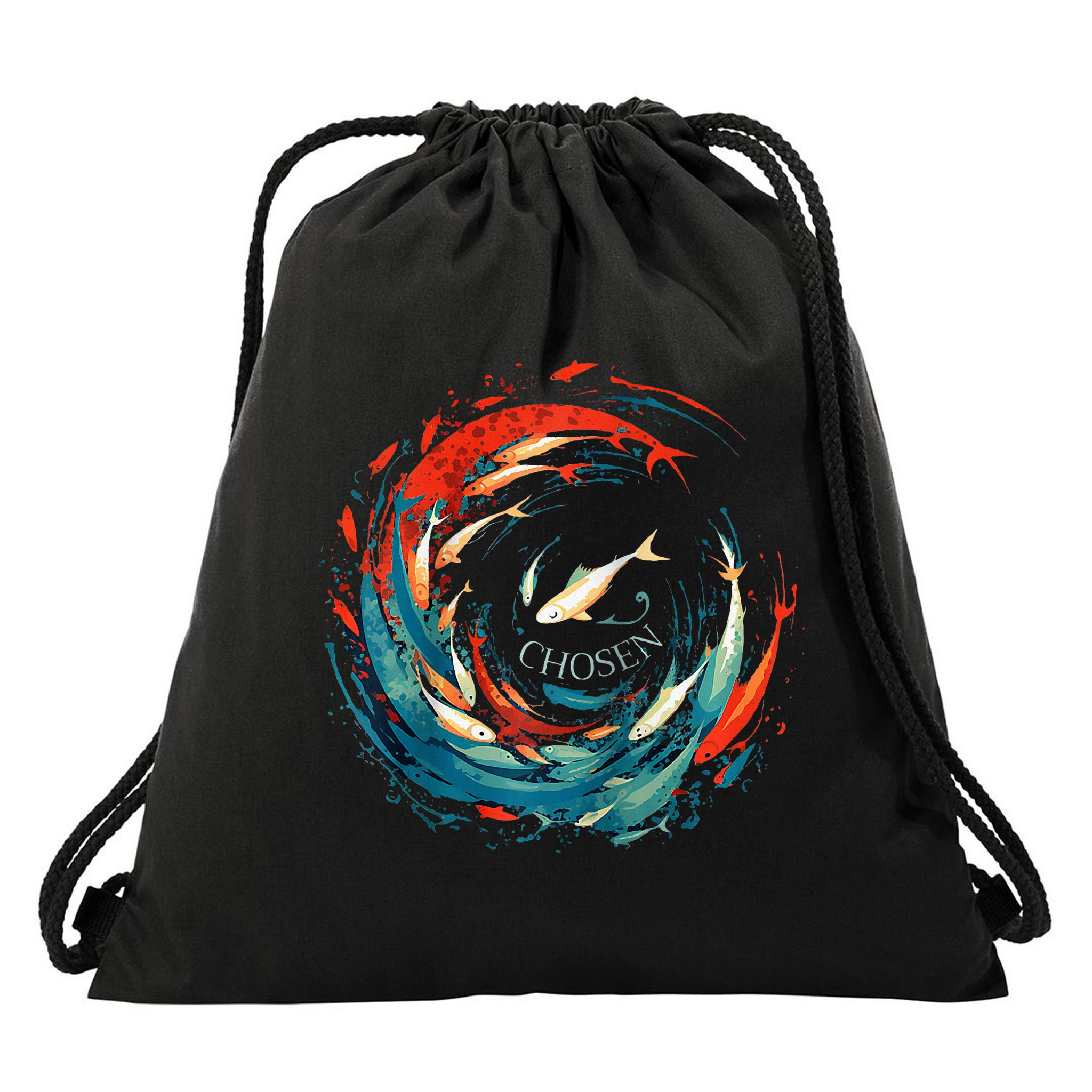 Chosen Fish Swim Against The Current Bible Verse Christian Drawstring Bag