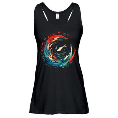 Chosen Fish Swim Against The Current Bible Verse Christian Ladies Essential Flowy Tank