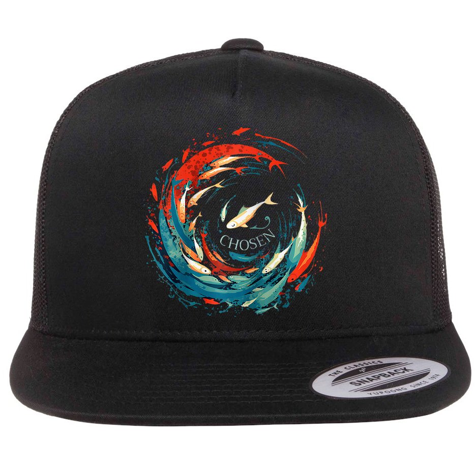 Chosen Fish Swim Against The Current Bible Verse Christian Flat Bill Trucker Hat