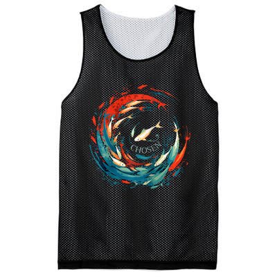 Chosen Fish Swim Against The Current Bible Verse Christian Mesh Reversible Basketball Jersey Tank