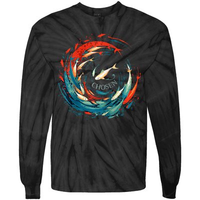 Chosen Fish Swim Against The Current Bible Verse Christian Tie-Dye Long Sleeve Shirt