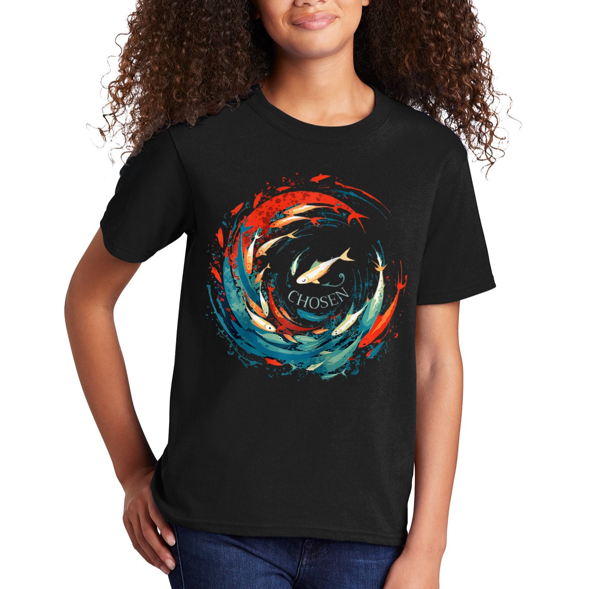 Chosen Fish Swim Against The Current Bible Verse Christian Kids T-Shirt