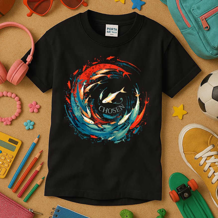 Chosen Fish Swim Against The Current Bible Verse Christian Kids T-Shirt