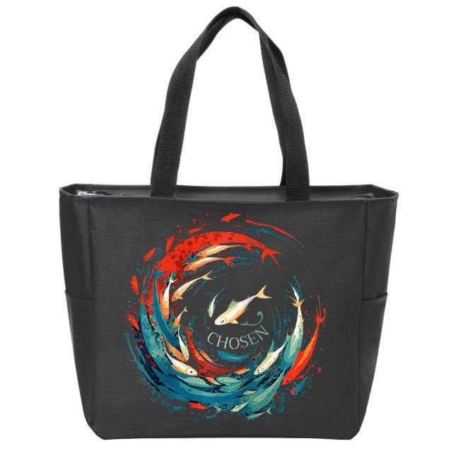 Chosen Fish Swim Against The Current Bible Verse Christian Zip Tote Bag