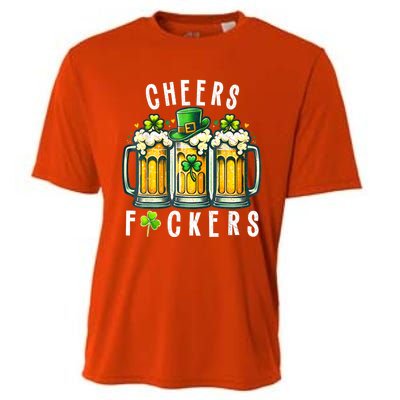 Cheers Fuckers St Patricks Day Funny Beer Drinking Mugs Cooling Performance Crew T-Shirt