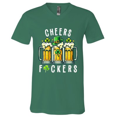 Cheers Fuckers St Patricks Day Funny Beer Drinking Mugs V-Neck T-Shirt