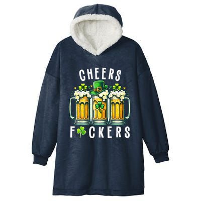 Cheers Fuckers St Patricks Day Funny Beer Drinking Mugs Hooded Wearable Blanket