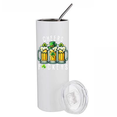 Cheers Fuckers St Patricks Day Funny Beer Drinking Mugs Stainless Steel Tumbler