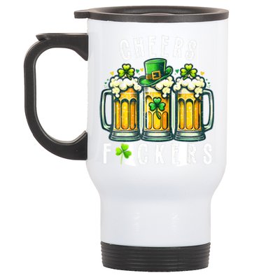 Cheers Fuckers St Patricks Day Funny Beer Drinking Mugs Stainless Steel Travel Mug