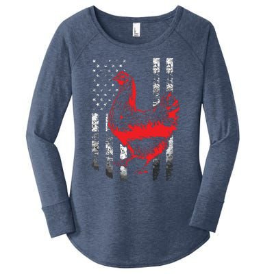 Chicken Farmer Shirts Cool Chicken Flag Women's Perfect Tri Tunic Long Sleeve Shirt