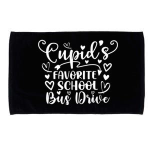 Cupid's Favorite School Bus Drive Gift Funny Valentines Day Funny Gift Microfiber Hand Towel