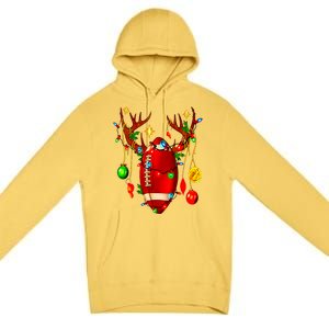 Christmas Football Santa Hat Sports Xmas Team Lovers Holiday Premium Pullover Hoodie