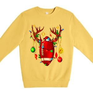 Christmas Football Santa Hat Sports Xmas Team Lovers Holiday Premium Crewneck Sweatshirt