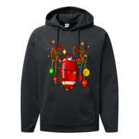 Christmas Football Santa Hat Sports Xmas Team Lovers Holiday Performance Fleece Hoodie