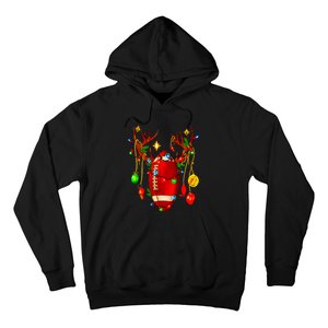 Christmas Football Santa Hat Sports Xmas Team Lovers Holiday Hoodie