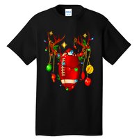 Christmas Football Santa Hat Sports Xmas Team Lovers Holiday Tall T-Shirt