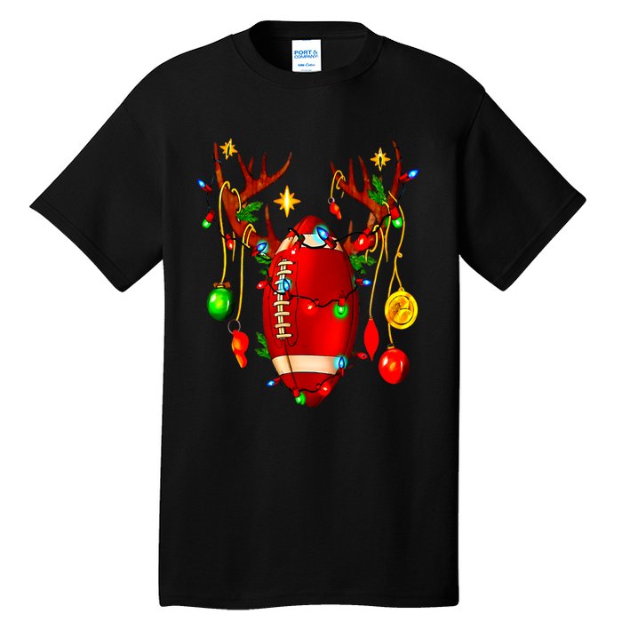 Christmas Football Santa Hat Sports Xmas Team Lovers Holiday Tall T-Shirt