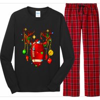 Christmas Football Santa Hat Sports Xmas Team Lovers Holiday Long Sleeve Pajama Set