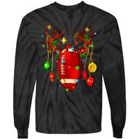 Christmas Football Santa Hat Sports Xmas Team Lovers Holiday Tie-Dye Long Sleeve Shirt