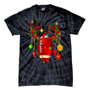 Christmas Football Santa Hat Sports Xmas Team Lovers Holiday Tie-Dye T-Shirt