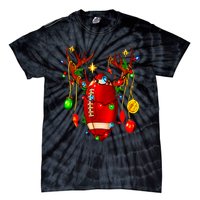 Christmas Football Santa Hat Sports Xmas Team Lovers Holiday Tie-Dye T-Shirt