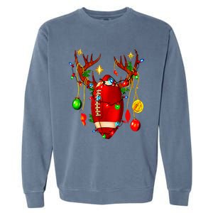 Christmas Football Santa Hat Sports Xmas Team Lovers Holiday Garment-Dyed Sweatshirt