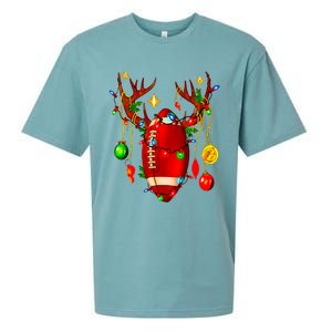 Christmas Football Santa Hat Sports Xmas Team Lovers Holiday Sueded Cloud Jersey T-Shirt