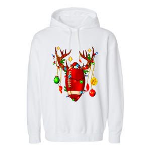 Christmas Football Santa Hat Sports Xmas Team Lovers Holiday Garment-Dyed Fleece Hoodie