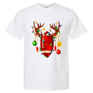 Christmas Football Santa Hat Sports Xmas Team Lovers Holiday Garment-Dyed Heavyweight T-Shirt