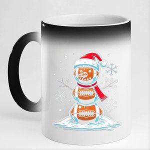 Christmas Football Snowman Holiday Sports Design 11oz Black Color Changing Mug