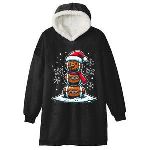 Christmas Football Snowman Holiday Sports Design Hooded Wearable Blanket