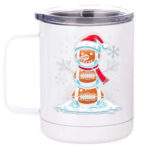 Christmas Football Snowman Holiday Sports Design 12 oz Stainless Steel Tumbler Cup