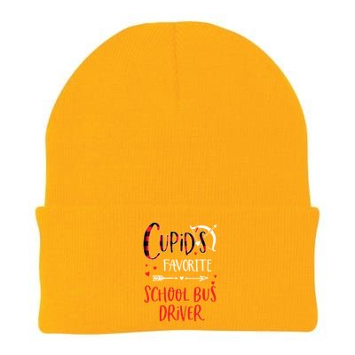 Cupid's Favorite School Bus Driver Red Plaid Valentine's Day Gift Knit Cap Winter Beanie