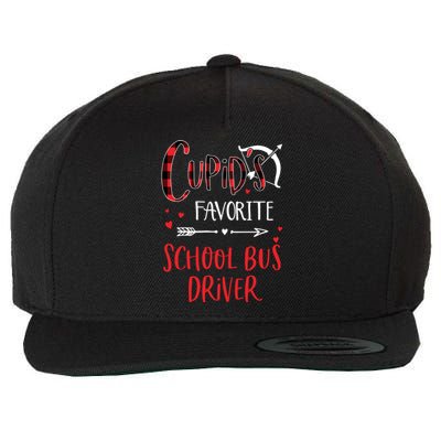 Cupid's Favorite School Bus Driver Red Plaid Valentine's Day Gift Wool Snapback Cap