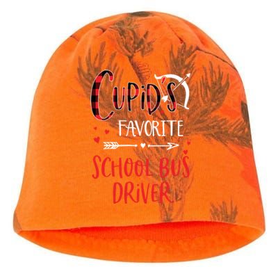 Cupid's Favorite School Bus Driver Red Plaid Valentine's Day Gift Kati - Camo Knit Beanie