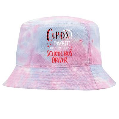 Cupid's Favorite School Bus Driver Red Plaid Valentine's Day Gift Tie-Dyed Bucket Hat