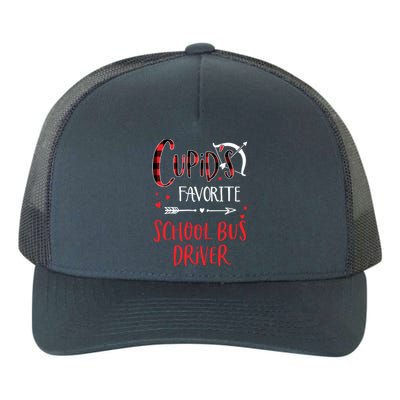 Cupid's Favorite School Bus Driver Red Plaid Valentine's Day Gift Yupoong Adult 5-Panel Trucker Hat