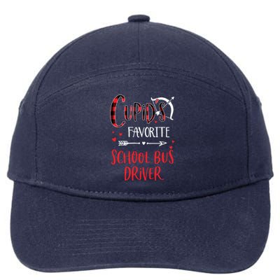 Cupid's Favorite School Bus Driver Red Plaid Valentine's Day Gift 7-Panel Snapback Hat