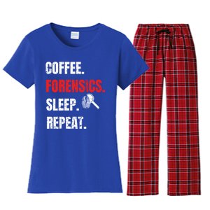 Coffee Forensics Sleep Repeat Forensic Science Funny Gift Funny Gift Women's Flannel Pajama Set